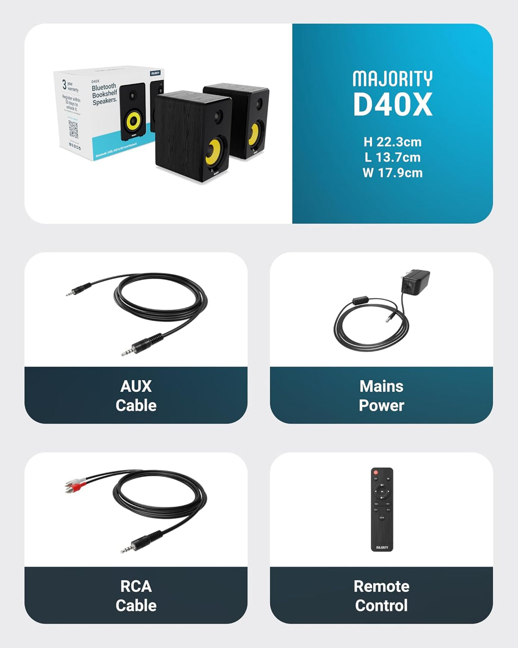 Majority D40X Bluetooth Bookshelf Speakers