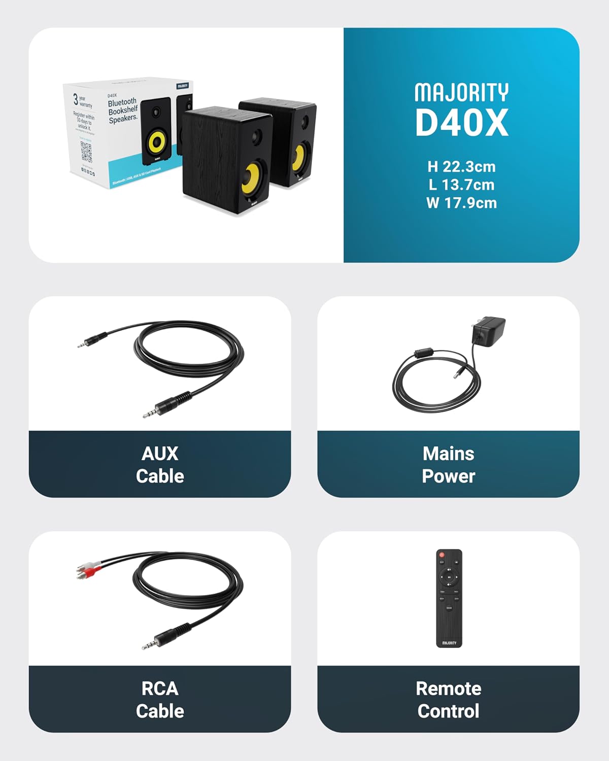 Majority D40X Bluetooth Bookshelf Speakers